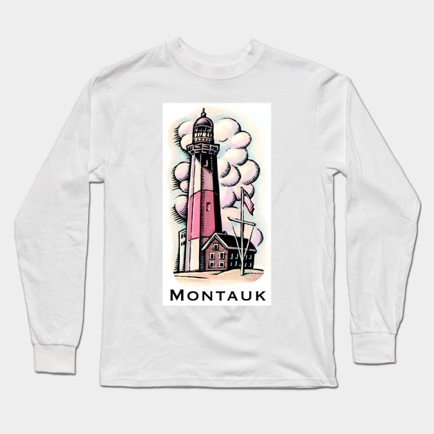 Montauk Lighthouse Long Sleeve T-Shirt by Lisa Haney